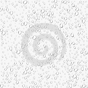 Different realistic transparent water drops. Glass bubble drop condensation surface on isolated background. Vector clean
