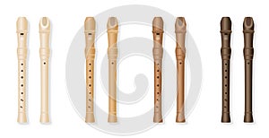Different Recorder Various Flutes Front View Back View
