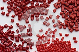 Different red plastic resins with processed comb