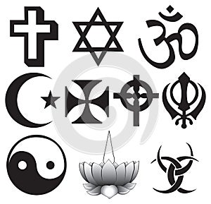 Different religions symbols