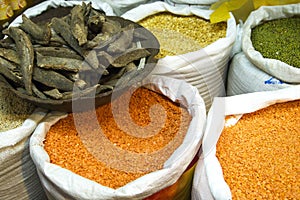 Different rice varieties at the market