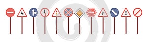 Different road signs. Choice path, easy difficult