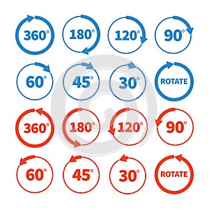 Diferente rotación anglos conjunto compuesto por iconos 