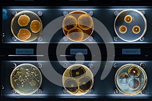 Different samples with kinds of bacterias living at common household items. alternaria arborescens, monascus ruber, aspergillus