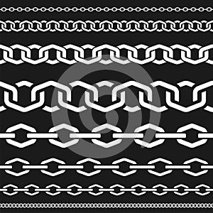 Different scale chains, protection seamless pattern, fencing white vector design element silhouette vector illustration photo