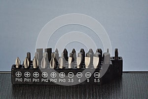 Different screwdriver bits set photo