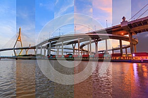 Different shade color in same frame Beautiful Big Bhumibol Bridge