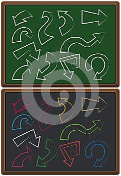 Different shapes of arrows on chalkboards