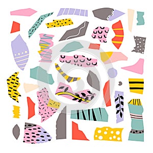 Different shapes and hand drawn textures paper cut