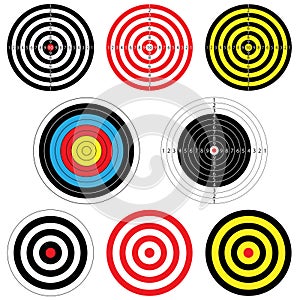 9 different shooting targets, vector illustration photo