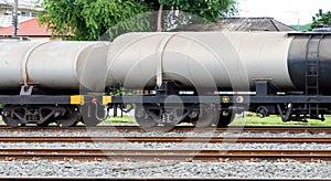 The different size of the oil tanker wagon in the freight train