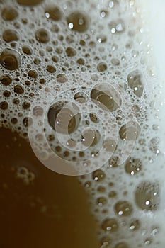 Different size of water bubbles close up modern yellow background high quality prints