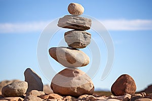 different sized rocks balanced steadily in one structure