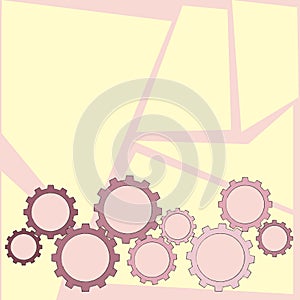 Different Sizes of Color Cog Wheel Gear Engaging, Interlocking, Tesselating. Creative Background Idea for Industrial and