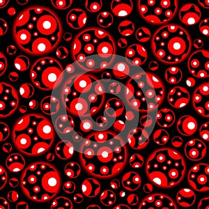 Different sizes geometric circles as red blood boil adrenaline seamless texture