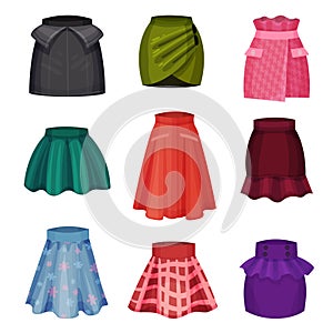 Different Skirt Models with Flared Skirt and Tube Skirt Vector Set