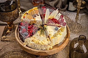 Different slices of various cakes