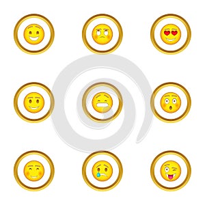 Different smileys icons set, cartoon style