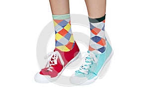 Different sneakers and socks