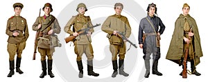 Different Soviet soldier uniforms