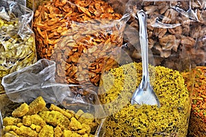 Different spices and dries fruits