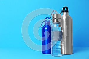Different sport bottles with space for text