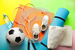 Different sports accessories