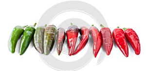 Different Stage of Ripeness by Hot Peppers