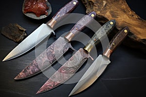 different stages of knife sharpening process