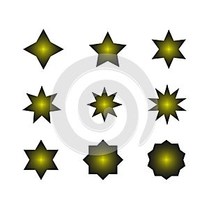 Different stars icon set. Yellow signs. Abstract collection. Quality design element. Vector illustration.