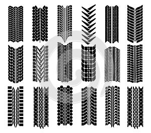 Different straight tyre imprints