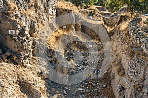 Different strata unearthed in ancient city Troy. Turkey