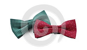 Different stylish bow ties on white background