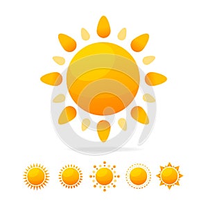 Different Sun Icon Set. Vector