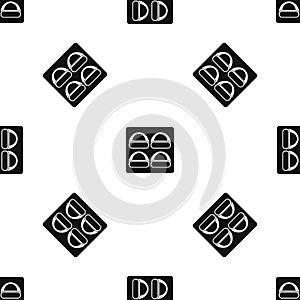 Different sushi pattern seamless black