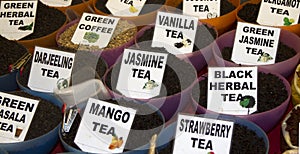 Different tea flavors found in flea market, India