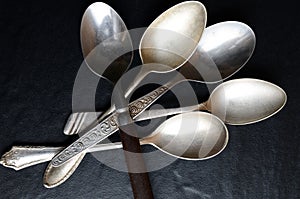 Different teaspoons on a table