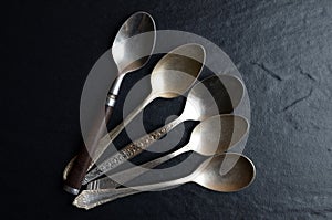 Different teaspoons on a table