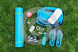 Different tools and accessories for sport.