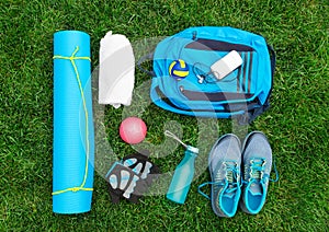 Different tools and accessories for sport.