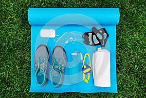 Different tools and accessories for sport.