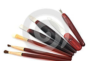 Different tools for make-up and manicure