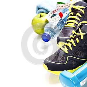 Different tools for sport and healthy food