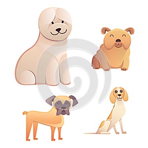 Different type of cartoon dogs. happy dog set vector illustration.