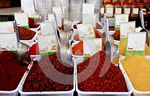 Different types of assorted spices
