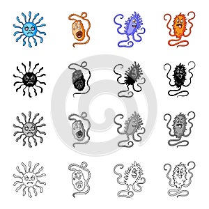 Different types of bacteria and viruses.