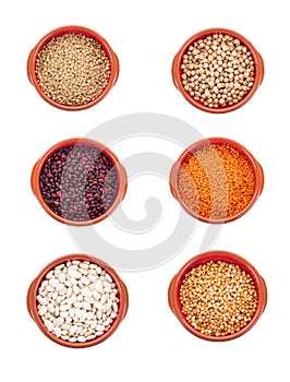 Different types of beans isolated on white