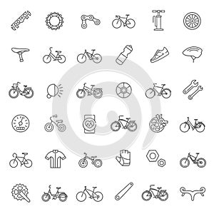 Different types of bikes, cycling accessories, spare parts