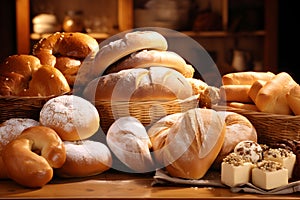 Different types of bread made from wheat flour