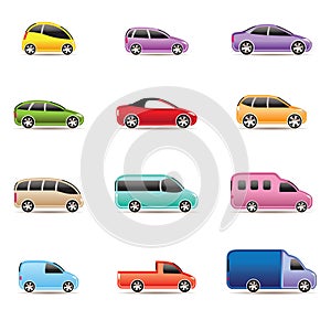 Different types of cars icons